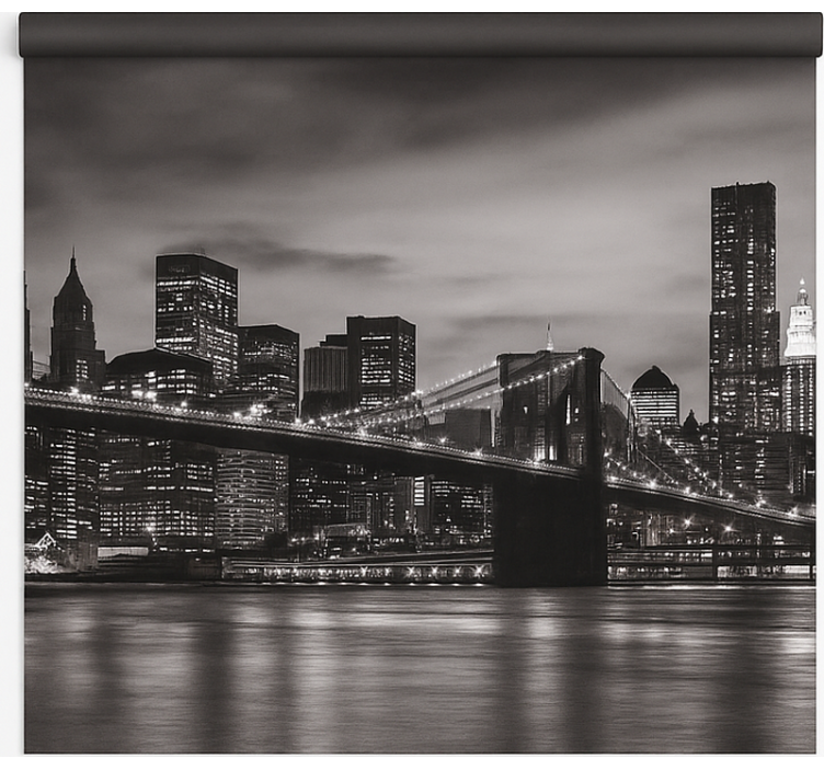 Rolgordijn kantoor stad bij nacht - TenStickers