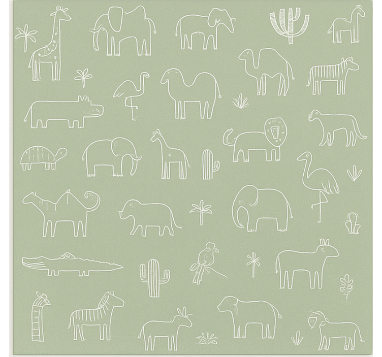 Raambekleding scandinavisch jungle dieren omtrek - TenStickers