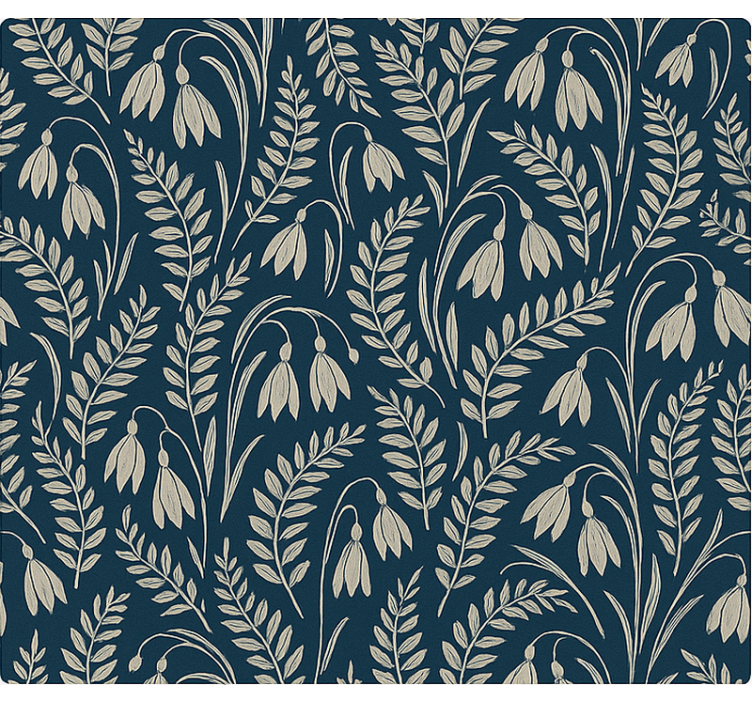 Raambekleding scandinavisch navy beige sneeuwklokjes - TenStickers