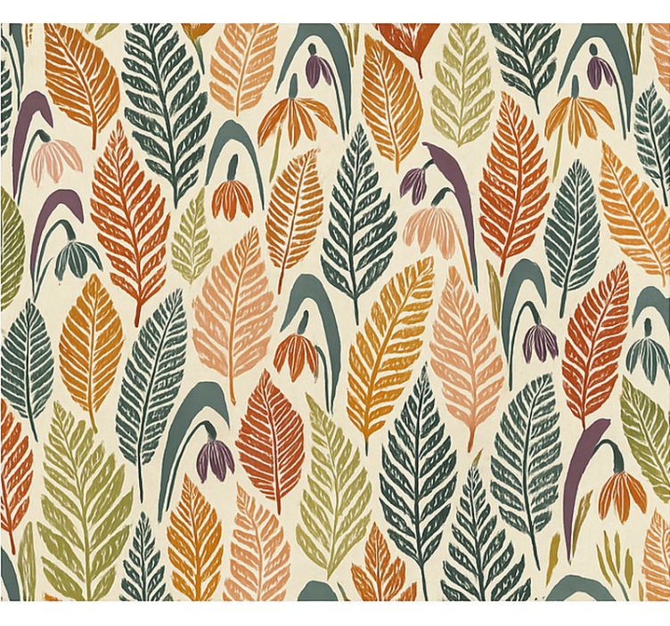 Raambekleding scandinavisch met meerkleurige sneeuwklokjes - TenStickers