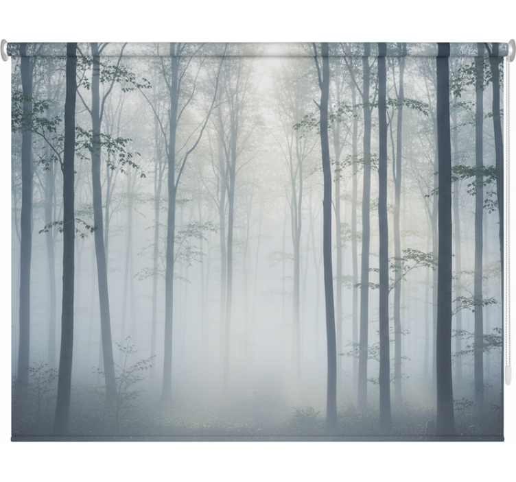 Rolgordijn bomen atmosferische mist muurschildering - TenStickers