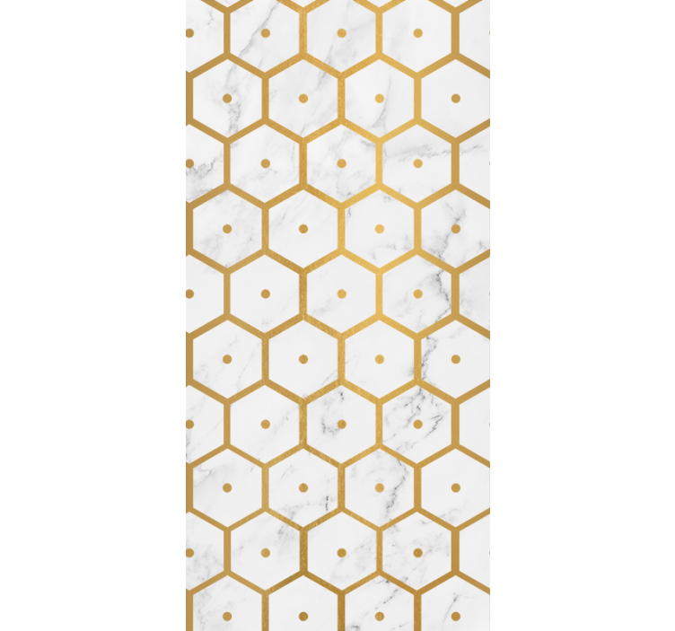 Raambekleding badkamer hexagonaal gouden marmerpatroon - TenStickers