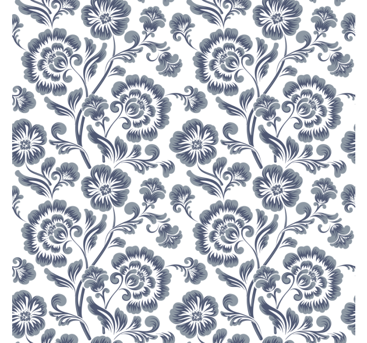 Raambekleding badkamer blauwe bloemen op witte achtergrond - TenStickers