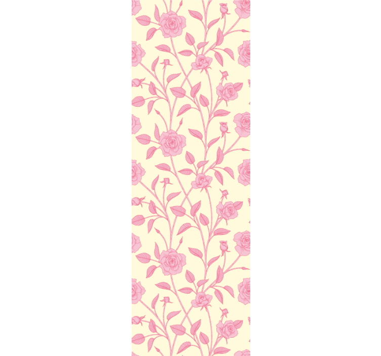 Eetkamer rolgordijn vintage kleine rozen op roze achtergrond - TenStickers