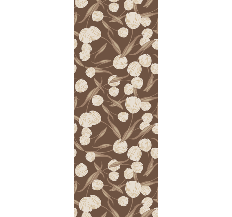 Eetkamer rolgordijn elegant beige tulpenpatroon - TenStickers
