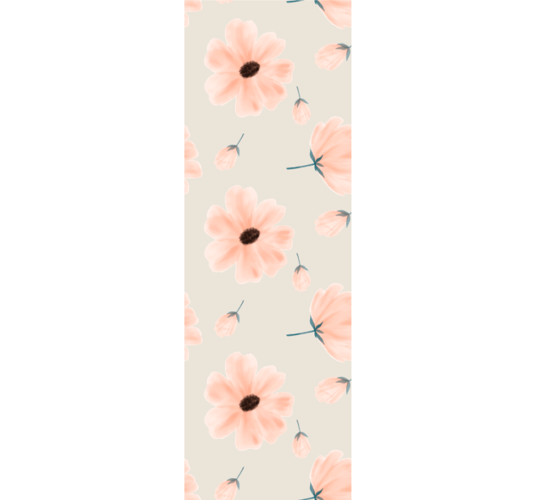 Eetkamer rolgordijn grote bloemen aquarelpatroon beige - TenStickers