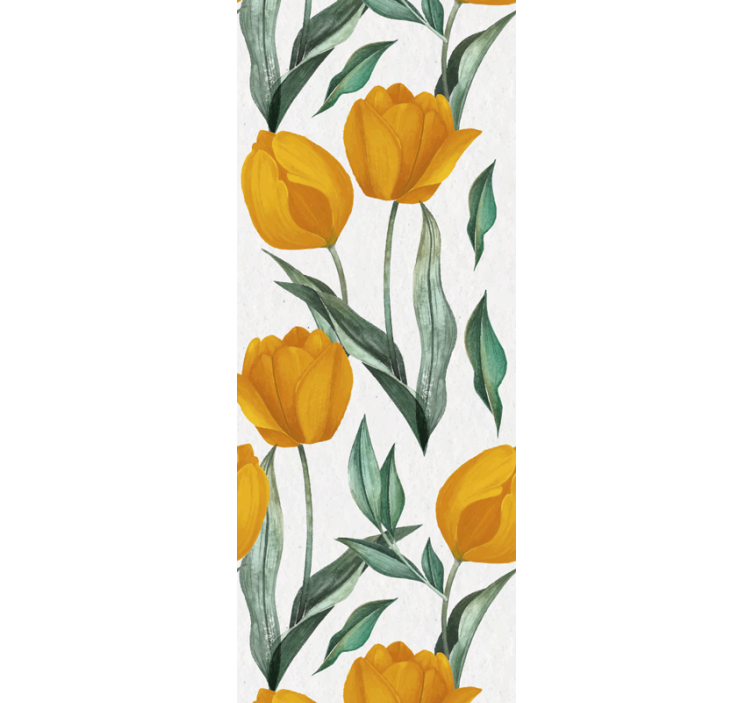 Eetkamer rolgordijn geel tulpen olieverf patroon - TenStickers