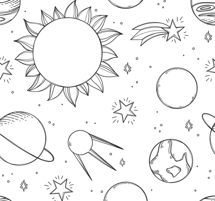 Rolgordijn kinderkamer space doodle - TenStickers