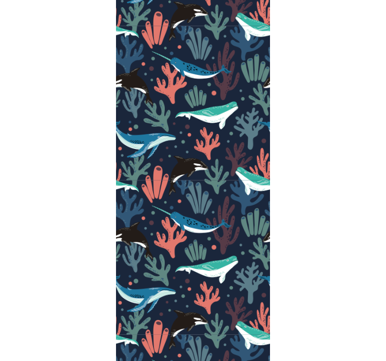 Rolgordijn kinderkamer levendige zeedieren op blauwe achtergrond - TenStickers