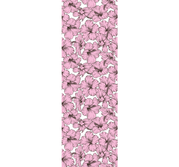 Rolgordijn kinderkamer patroon roze hibiscus bloemen - TenStickers