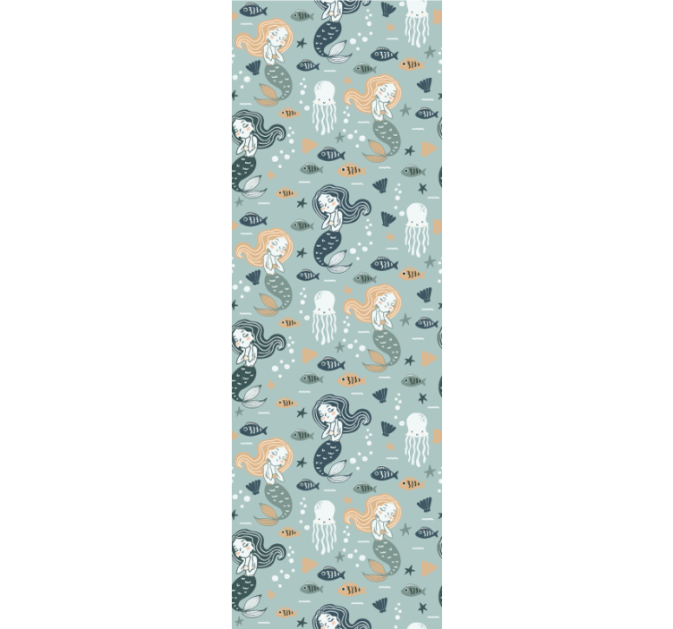 Rolgordijn kinderkamer blauw magisch zeemeerminnenpatroon - TenStickers