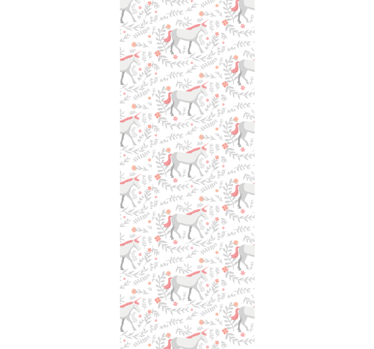 Rolgordijn kinderkamer eenhoorn patroon met bladeren - TenStickers