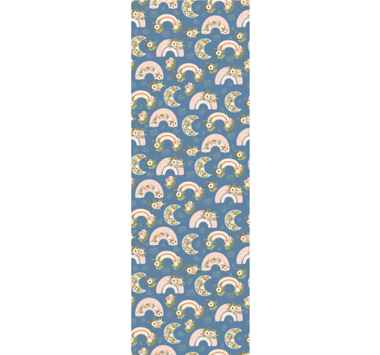 Rolgordijn kinderkamer met lentebloemen en regenboog - TenStickers