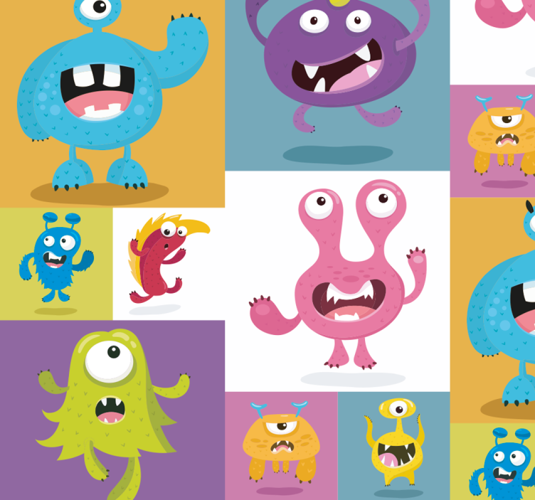 Rolgordijn kinderkamer schattige monsters - TenStickers