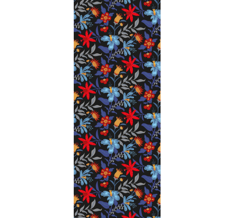 Rolgordijn kantoor bloemenprint 'tricot' zwart - TenStickers