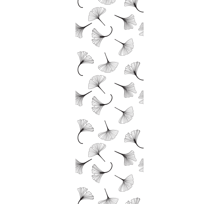 Moderne raambekleding ginkgo bladeren zwart patroon - TenStickers