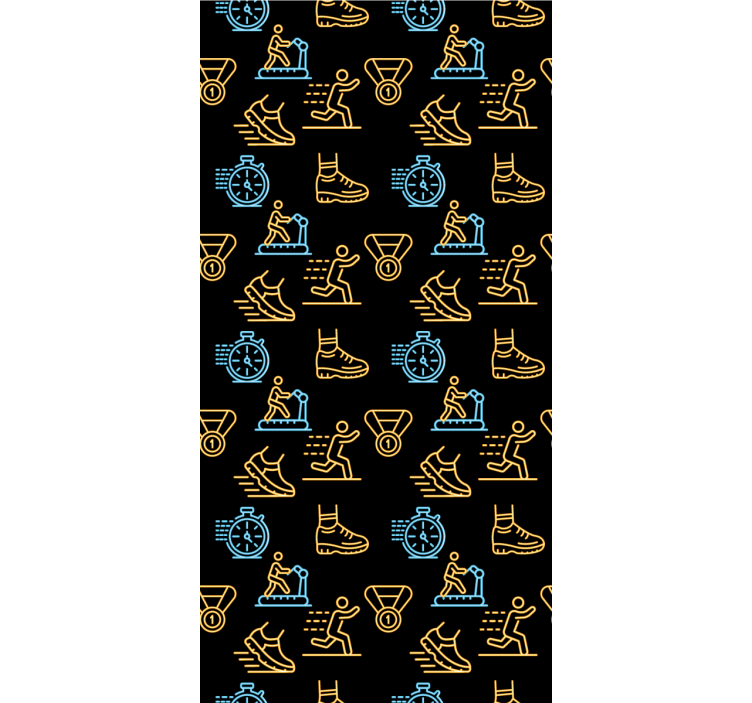 Moderne raambekleding met neon kleur iconen op zwart - TenStickers