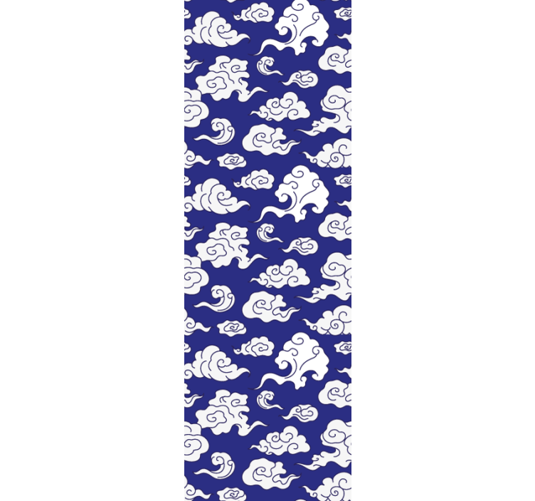 Moderne raambekleding met silhouetten van witte wolken op blauwe  - TenStickers