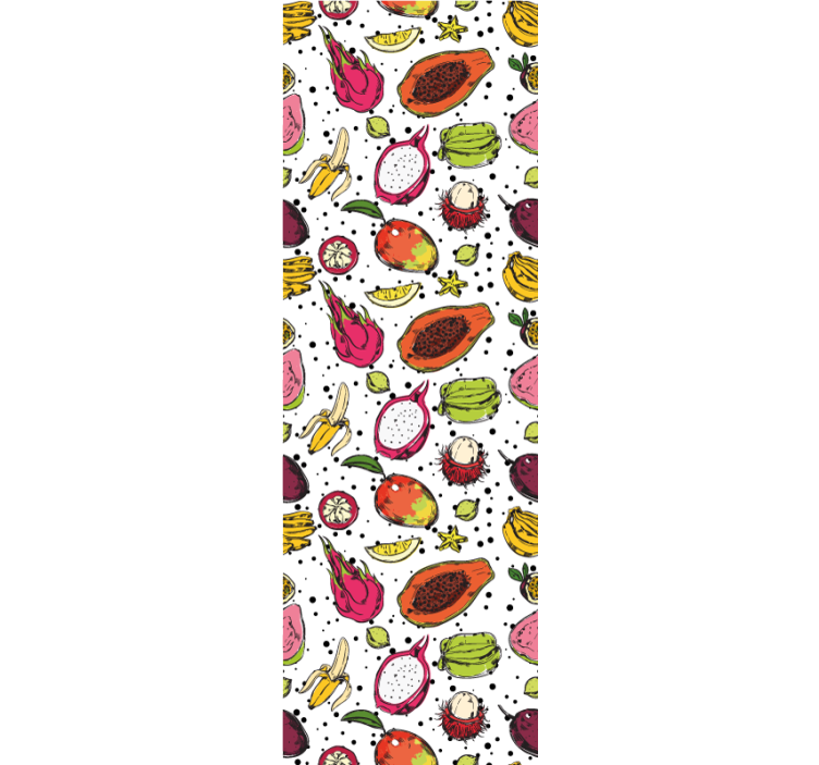 Moderne raambekleding schets kleurrijke exotische vruchten - TenStickers