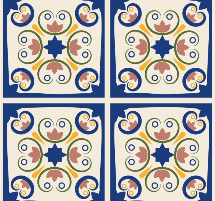 Moderne raambekleding roze bloemen portugese tegel - TenStickers