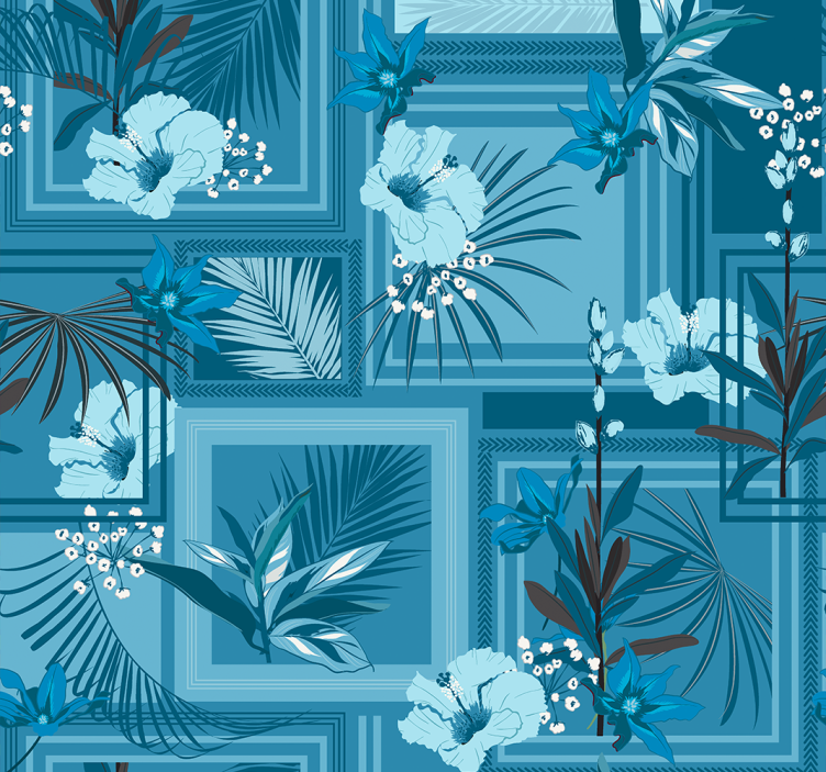 Raambekleding badkamer blauwe bloemen - TenStickers