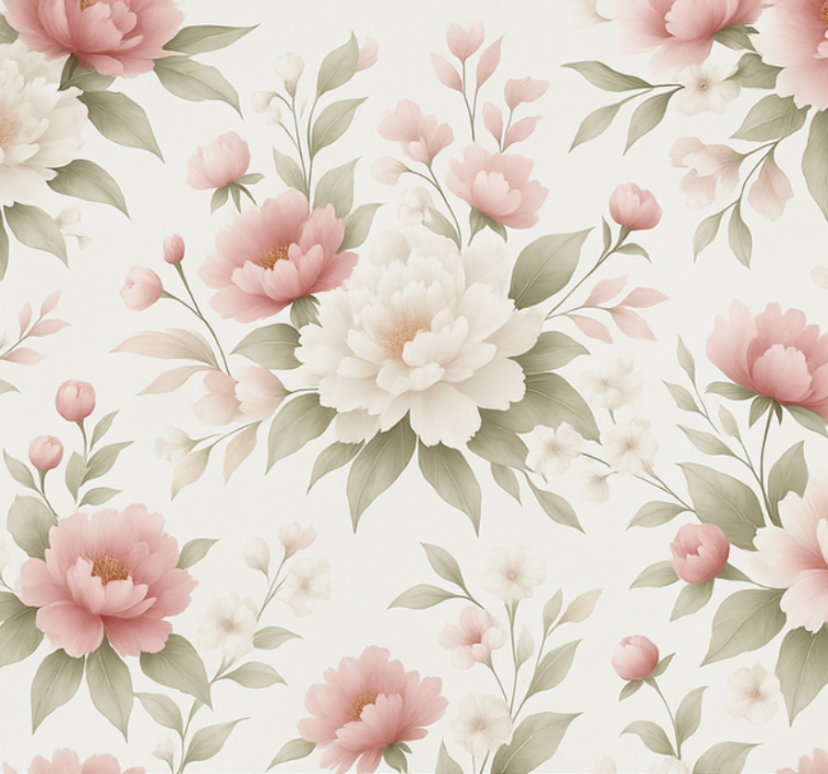 Roze rolgordijn witte roze pioenroos bloemen - TenStickers