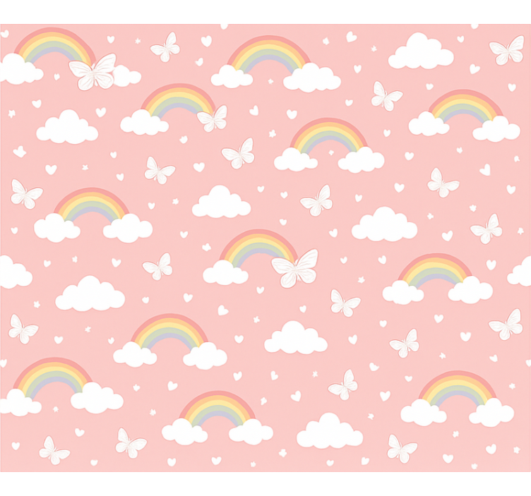 Roze rolgordijn met regenboogdesign voor kinderen - TenStickers
