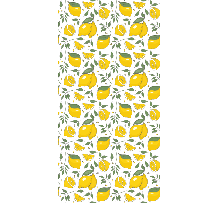 Rolgordijn geel citroenen en crem bloemen - TenStickers