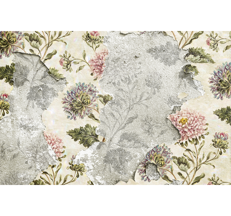 Rolgordijn keuken vintage bloemen op beige achtergrond - TenStickers