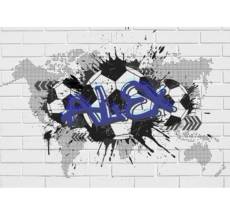 Wit rolgordijn football graffiti - TenStickers