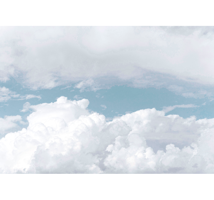 Wit rolgordijn witte donzige wolken - TenStickers