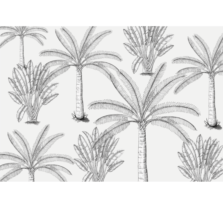 Wit rolgordijn met zwart-wit palmbomen ontwerp - TenStickers