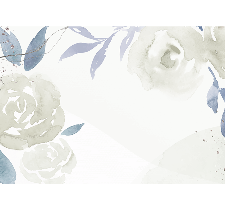Wit rolgordijn met bloemendecor kunstillustratie - TenStickers