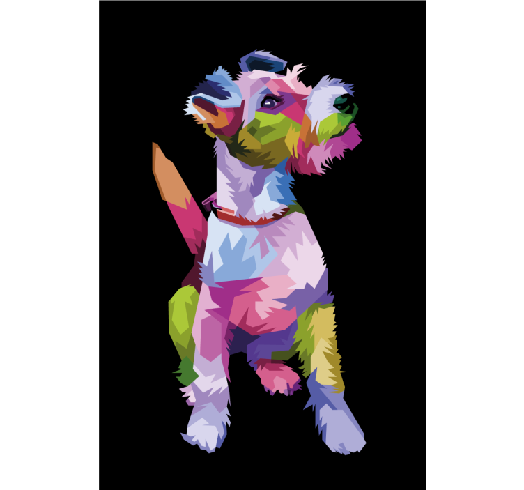 Rolgordijn woonkamer geometrische dieren fox terrier - TenStickers