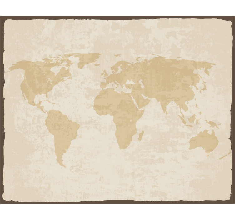 Rolgordijn woonkamer vintage witte en beige wereldkaart - TenStickers