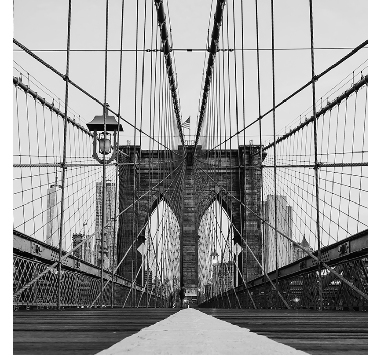 Rolgordijn woonkamer zwart-witte brooklyn bridge - TenStickers