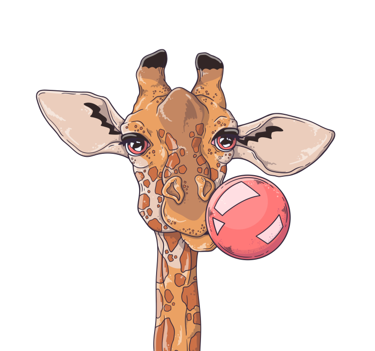 Rolgordijn woonkamer giraffe met kauwgom - TenStickers