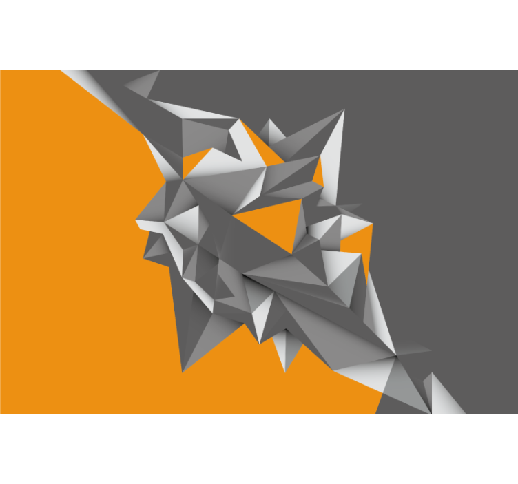 Rolgordijn woonkamer grijze en oranje abstracte vormen - TenStickers