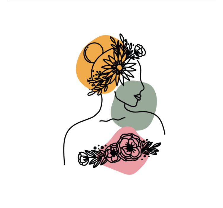 Rolgordijn woonkamer geweldige vrouw bloemen gezicht - TenStickers