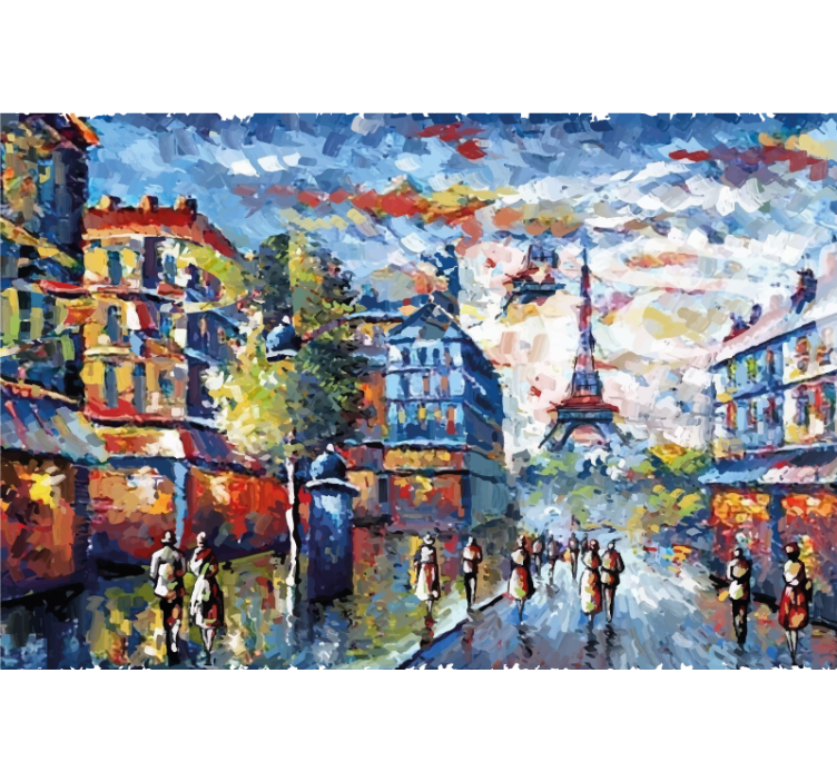 Rolgordijn woonkamer arte parijs bohemia aquarel - TenStickers