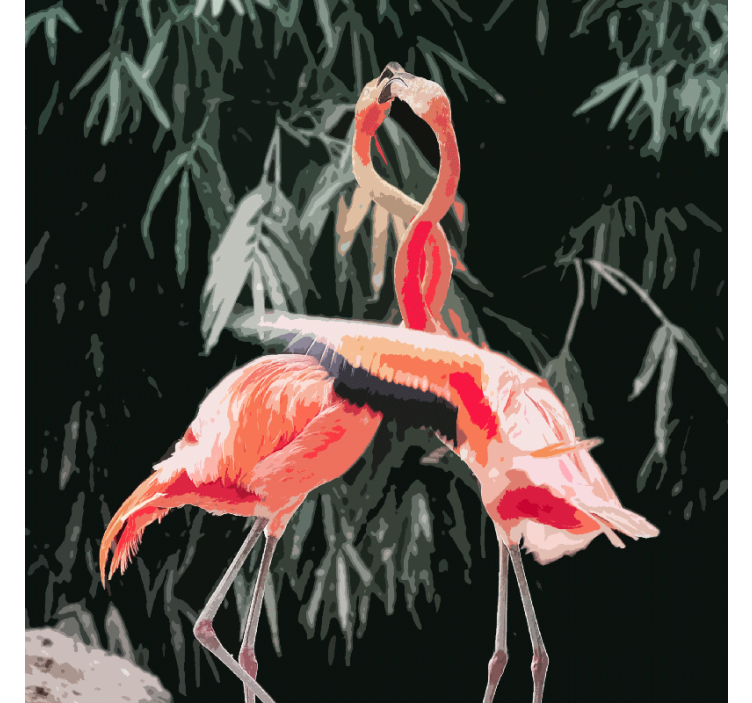 Rolgordijn woonkamer met prachtige flamingo's - TenStickers