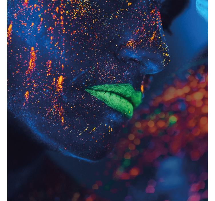 Rolgordijn woonkamer kleurrijke handgeschilderde mond - TenStickers