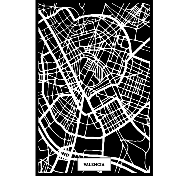 Rolgordijn woonkamer topografische kaart valencia - TenStickers