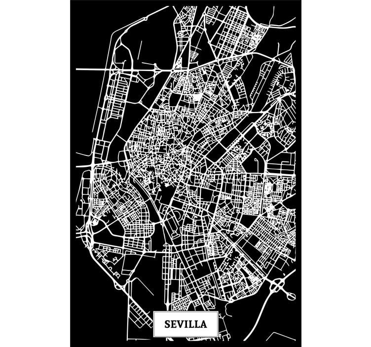Rolgordijn woonkamer topografische kaart sevilla - TenStickers