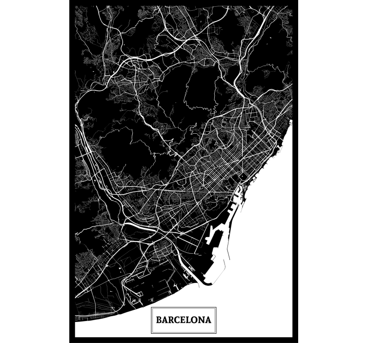 Rolgordijn woonkamer topografische kaart barcelona - TenStickers