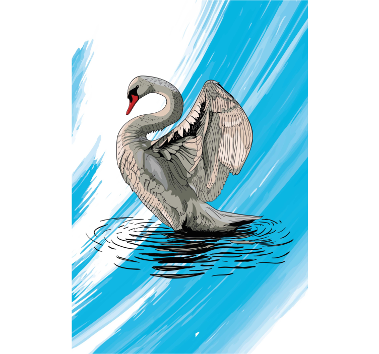 Rolgordijn woonkamer draw swan - TenStickers