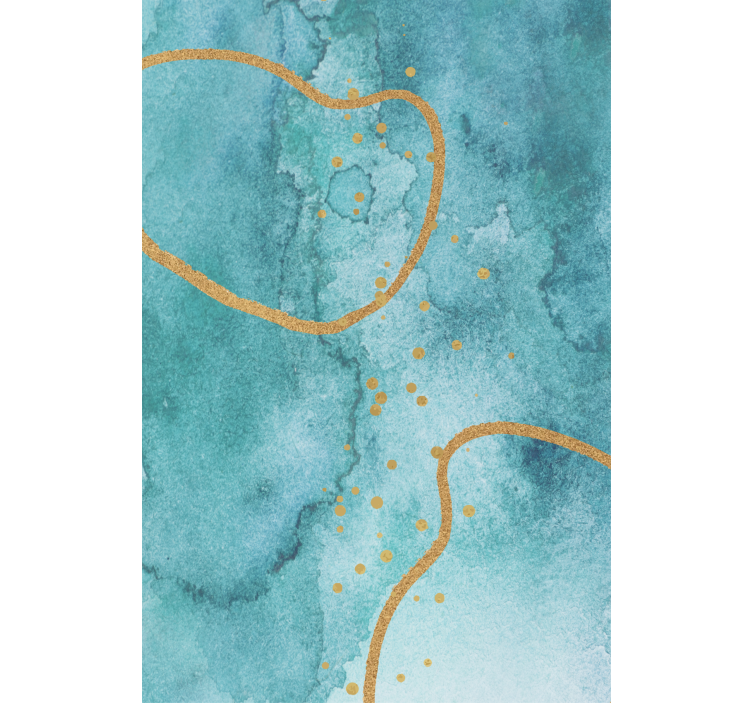 Rolgordijn woonkamer abstract aquamarijn met goud - TenStickers