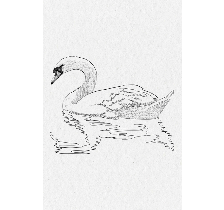 Rolgordijn woonkamer sketch zwaan - TenStickers