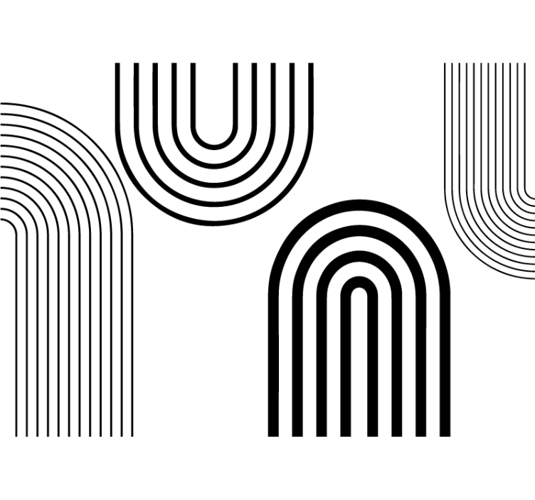 Wit rolgordijn dunne minimalistische zwarte bogen - TenStickers