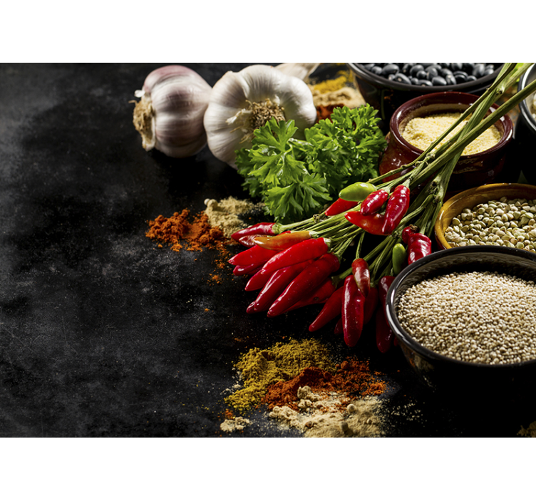 Zwart rolgordijn koken met kruiden - TenStickers